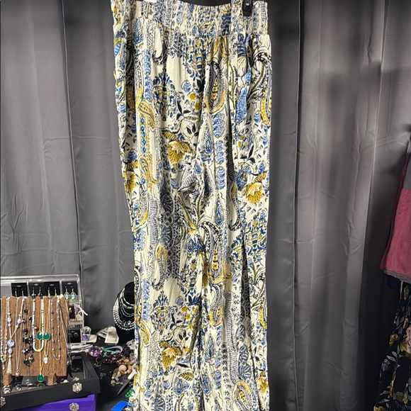 Maurices Blue and Yellow Patterned Straight Leg Pants - Picture 6 of 6